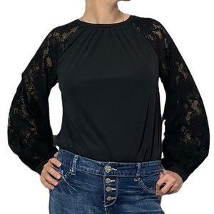 EXPRESS Lace Balloon Sleeve Thong Bodysuit Small